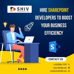 Shiv Technolabs provides experienced developers who can create custom solutions modified to your needs. Whether it's SharePoint development, integration, or migration, our team ensures reliable and efficient results to boost productivity and teamwork. We focus on delivering quality services on time and within budget. Hire SharePoint developers from us to simplify your operations and achieve better outcomes with SharePoint solutions. 