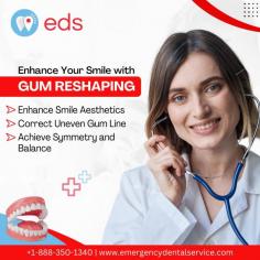 Gum Reshaping | Emergency Dental Service
Improve your smile with gum reshaping! Achieve the perfect balance and symmetry by correcting uneven gum lines. Enhance your smile aesthetics and boost your confidence. Say goodbye to gum problems and welcome to a beautiful, healthy smile! Schedule an appointment at 1-888-350-1340.