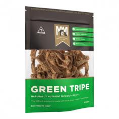 Meals for Mutts (MFM) Green Tripe Dog Treats are single-ingredient treats, made from 100% naturally dehydrated green tripe. Green tripe is naturally rich in enzymes, beneficial bacteria and nutrients that maintain a healthy balance of microflora and support a healthy digestive system and the immune system. These treats are gently dehydrated and free from preservatives or additives. It helps rejuvenate older pets and is ideal for dogs with allergies or sensitivities. Perfect for dog training rewards, it’s suitable for all breeds at any time of the day.