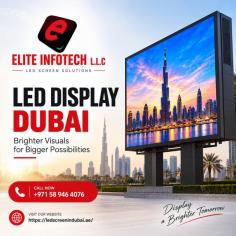 Elite InfoTech LLC provides LED Display Dubai solutions for businesses, retail stores, events, exhibitions, corporate spaces, and advertising. We offer indoor and outdoor LED displays with customized options, professional installation, and technical support. Contact +971-589464076 for LED display requirements in Dubai. Visit us: https://ledscreenindubai.ae/