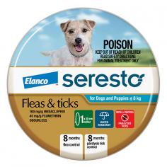 Seresto Collar is a remarkable flea & tick collar for dogs. This veterinarian-recommended treatment is formulated with two active ingredients: imidacloprid and flumethrin. The collar repels and kills fleas and ticks on contact without painful biting from these parasites. It is an easy-to-use, non greasy and odourless collar that works against external parasites for up to 8 months.